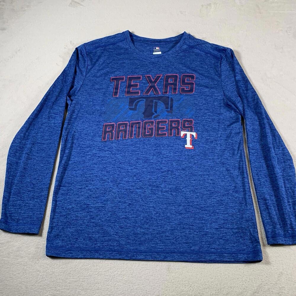 Texas Rangers MLB TX3 Cool Long Sleeve Shirt Men’s Large Blue Performance Tee